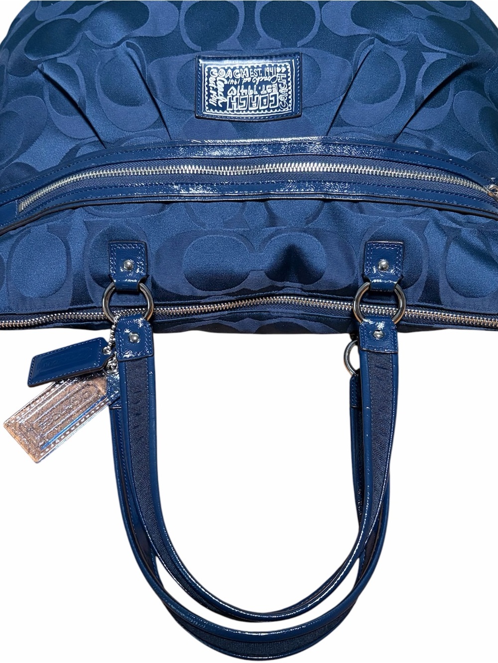 Coach Poppy Daisy Signature Large Navy Tote Bag EUC - Picture 10 of 10